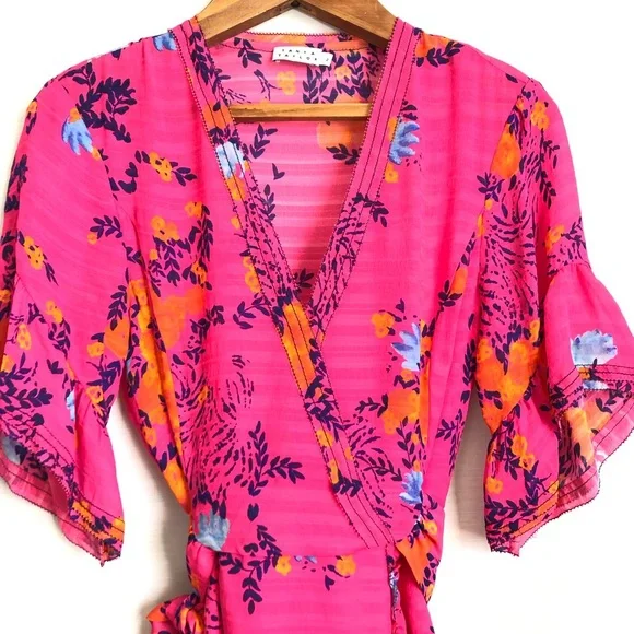 {Tanya Taylor} Kayla Floral Dress in Bright Pink - Picture 7 of 14